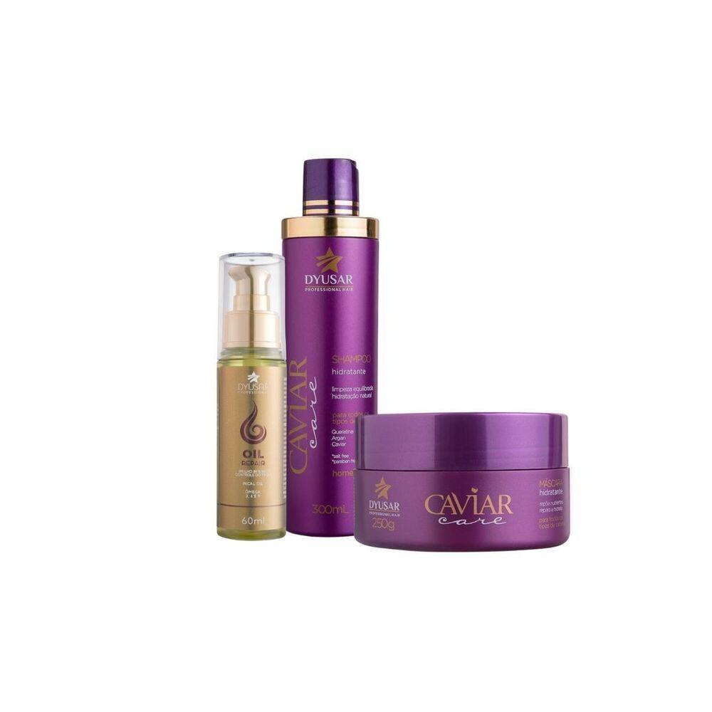 Kit Nutrição Caviar Para Casa Com Óleo Reparador Anti Frizz