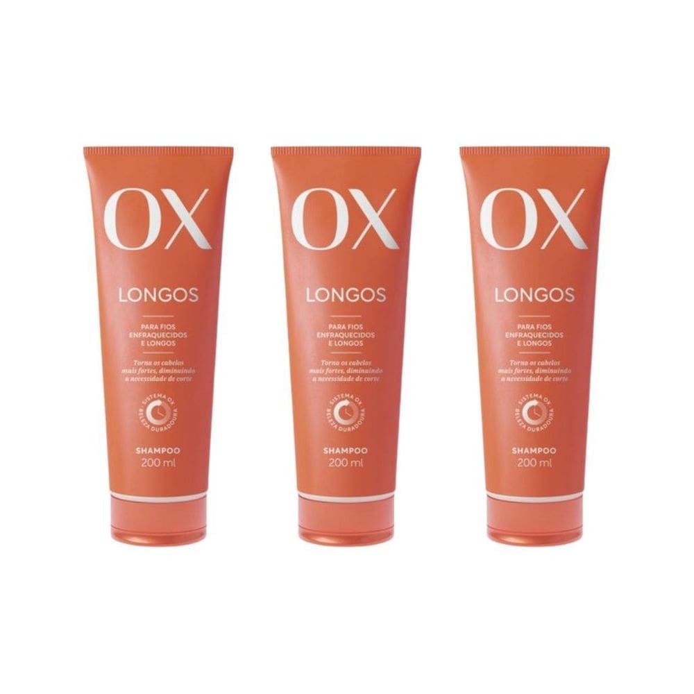 Shampoo Ox 200Ml Longos - Kit Com 3Un