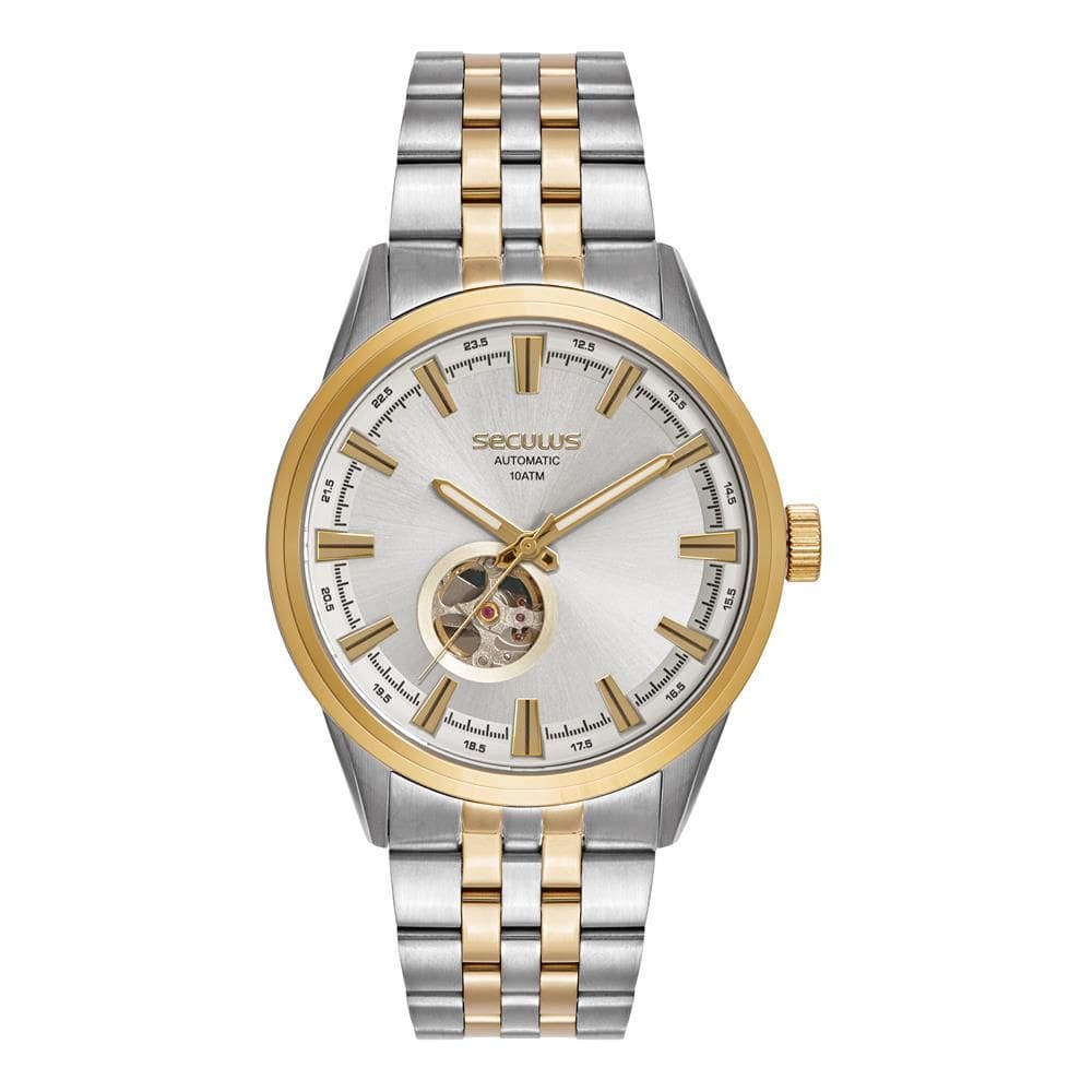 Relógio Seculus Masculino Ref: 44329gpsvba2 Automático Open Heart Bicolor