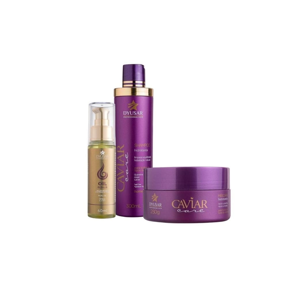 Kit Nutrição Caviar Para Casa Com Óleo Reparador Anti Frizz