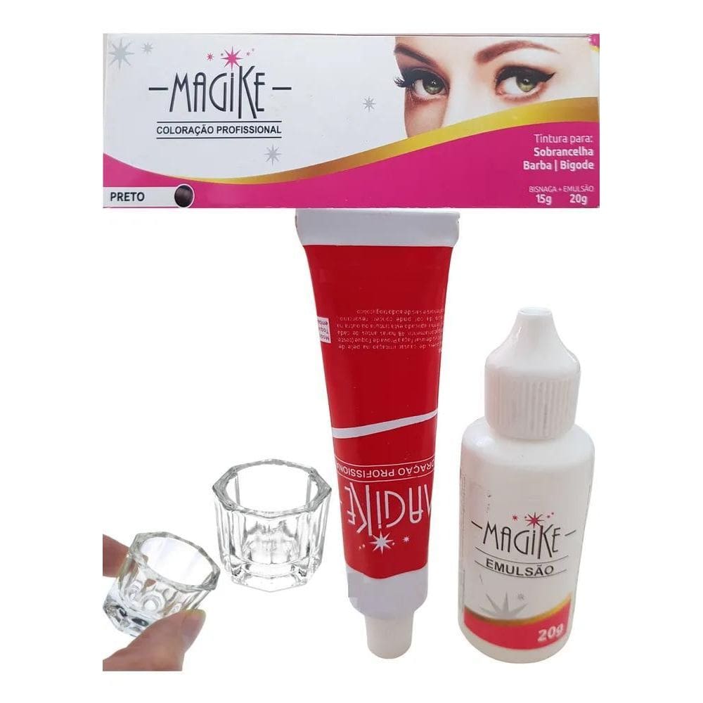 2X Tintura Para Sobrancelha Barba E Bigode + Copo Dappen Cil