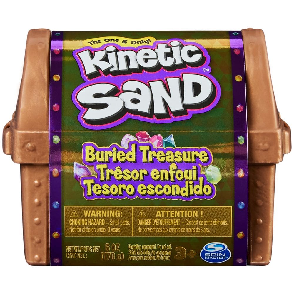 Toy Kinetic Sand Hidden Treasure com 170 g de areia, baú, chave e 3 moedas