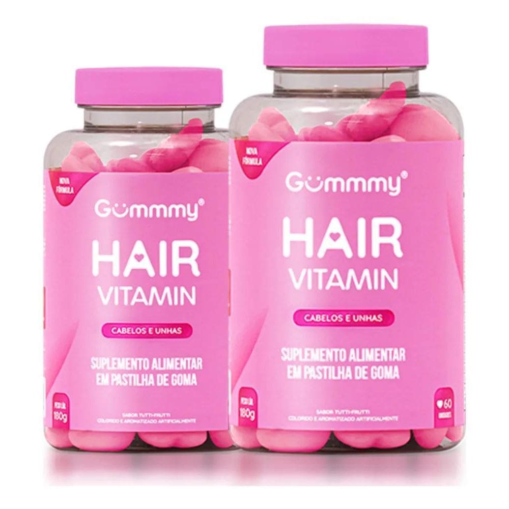 2X 2 Potes Gummmy Hair Vitamin Fortalece Cabelos Unhas 60 Un