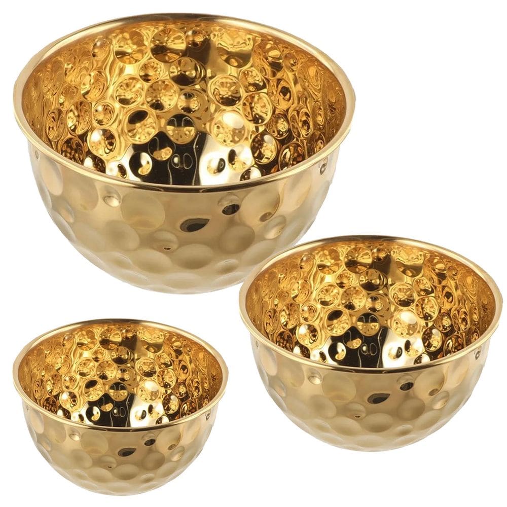 Tigela Inox Bowl Cumbuca Kit 3 uni Salada Fruteira Refeiçao Buffet Mesa Posta Sala de Jantar Cozinha Versatil Multiuso