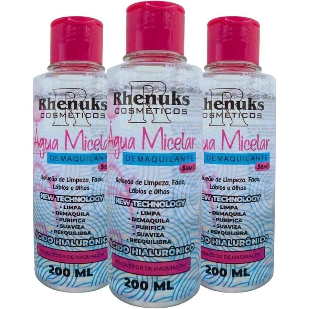 Kit 3 Água Micelar 5X1 Removedor De Maquiagem Purifica 200Ml