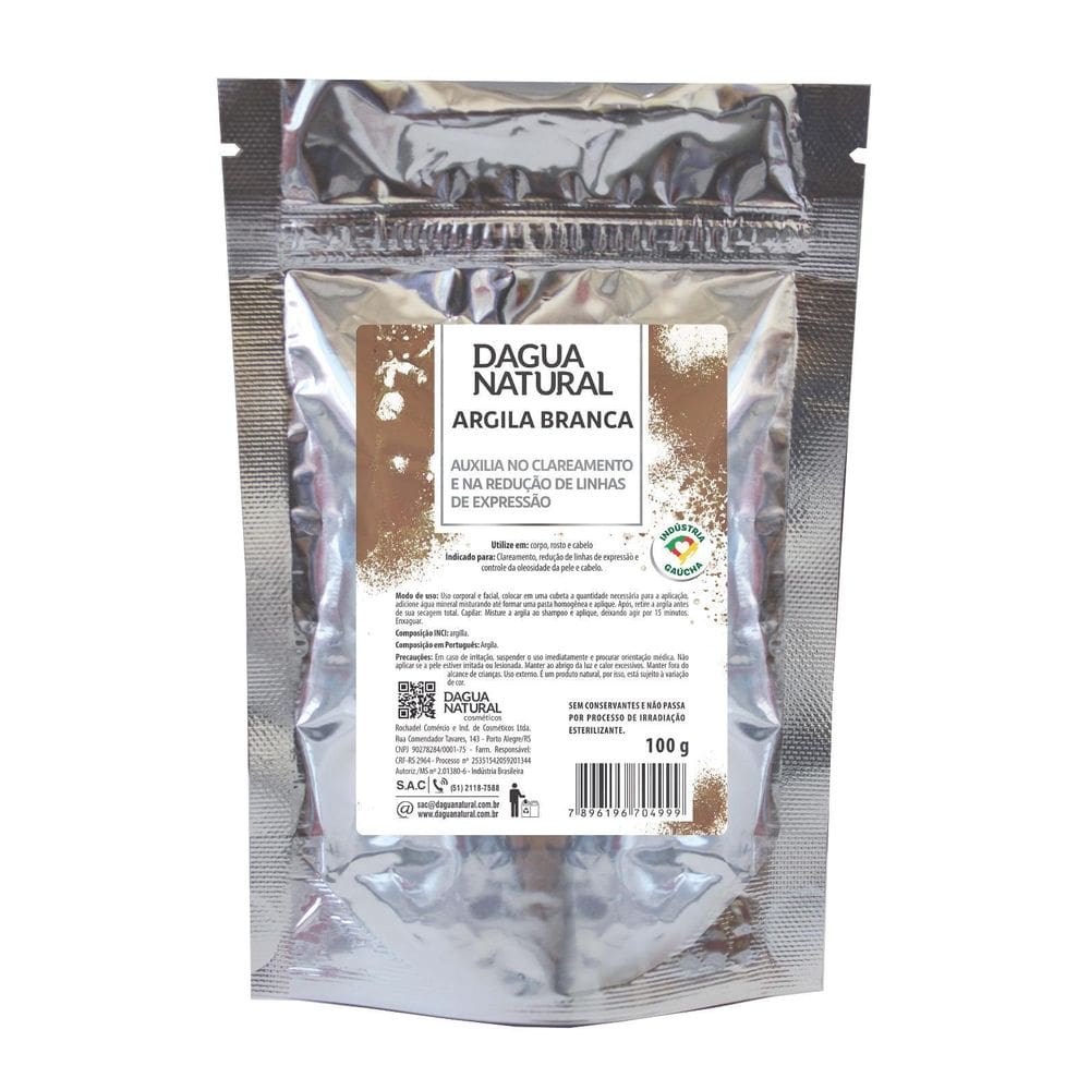 Argila Branca Clareadora Rejuvenescedora 100G D Agua Natural