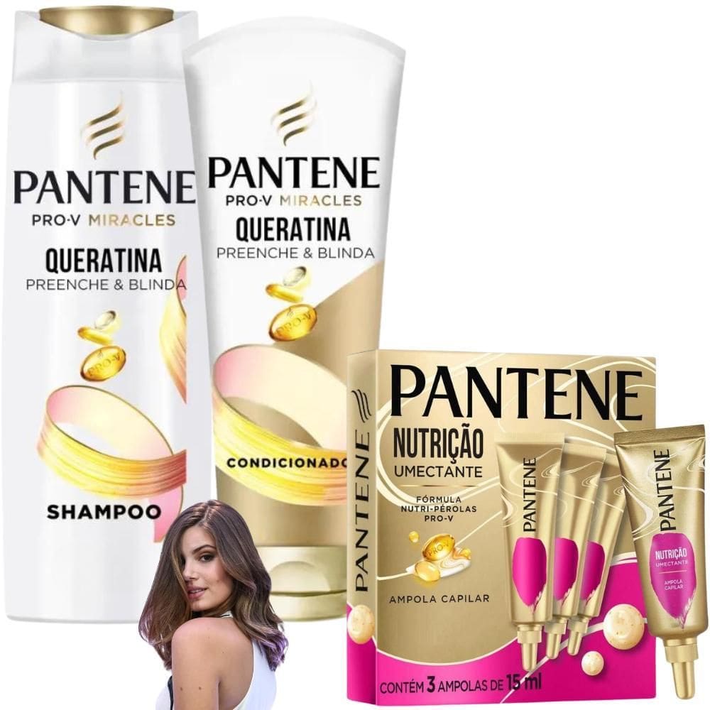 Kit Pantene Queratina Ampola Nutrição Umectante Pro-Vmiracle