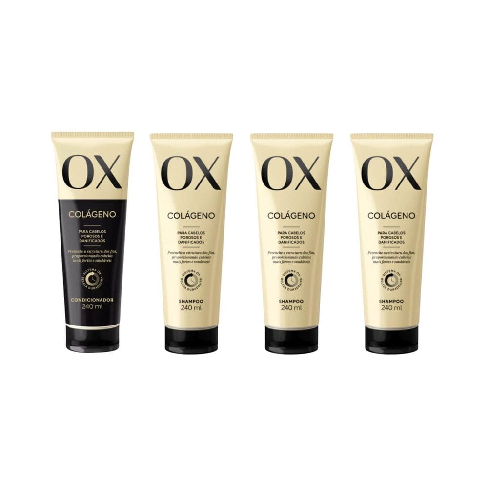 Kit Ox Colageno 1 Condicionado 240Ml + 3 Shampoo 240Ml