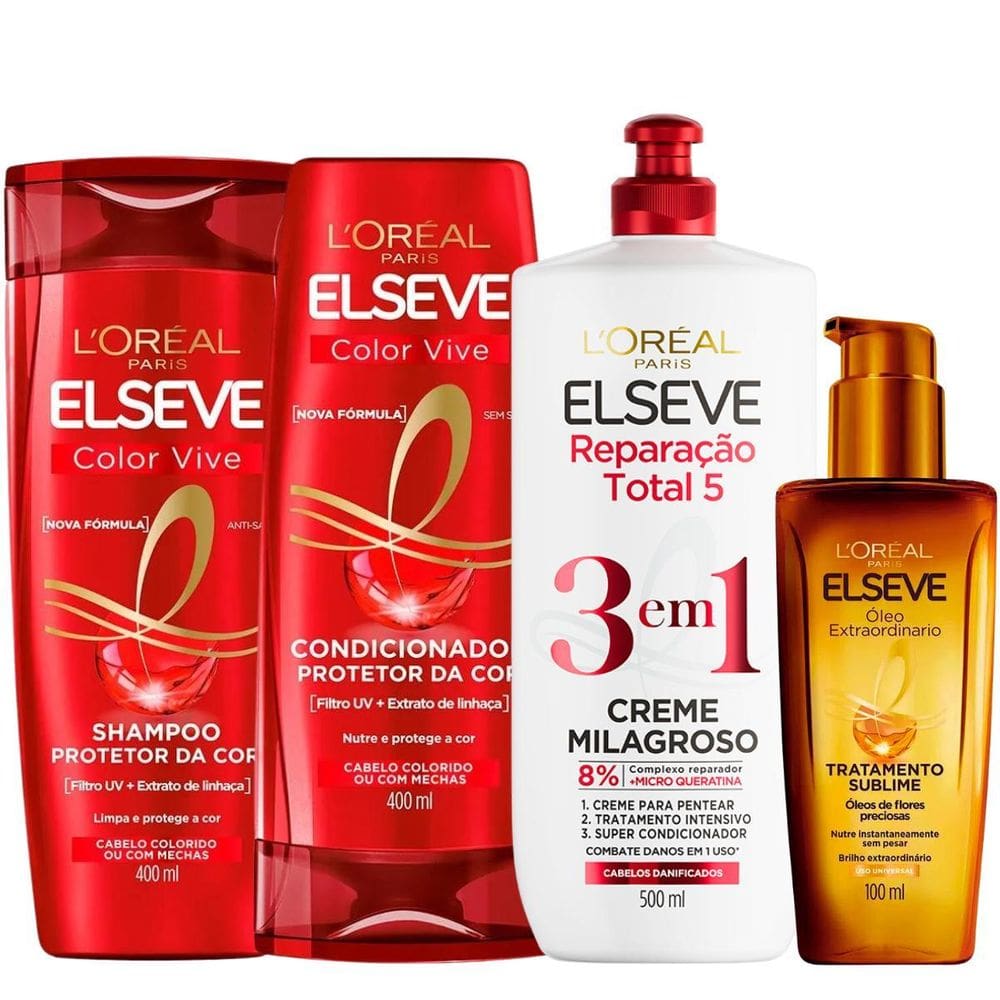 Kit Elseve Color Vive Óleo Extraordinário 3 Em 1 Milagroso