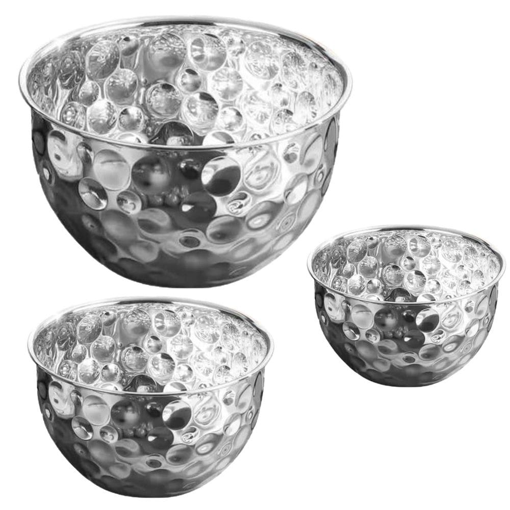 Tigela Inox Bowl Cumbuca Kit 3 uni Fruta Salada Mesa Sala de Jantar Buffet Bancada Multiuso Versatil Cozinha