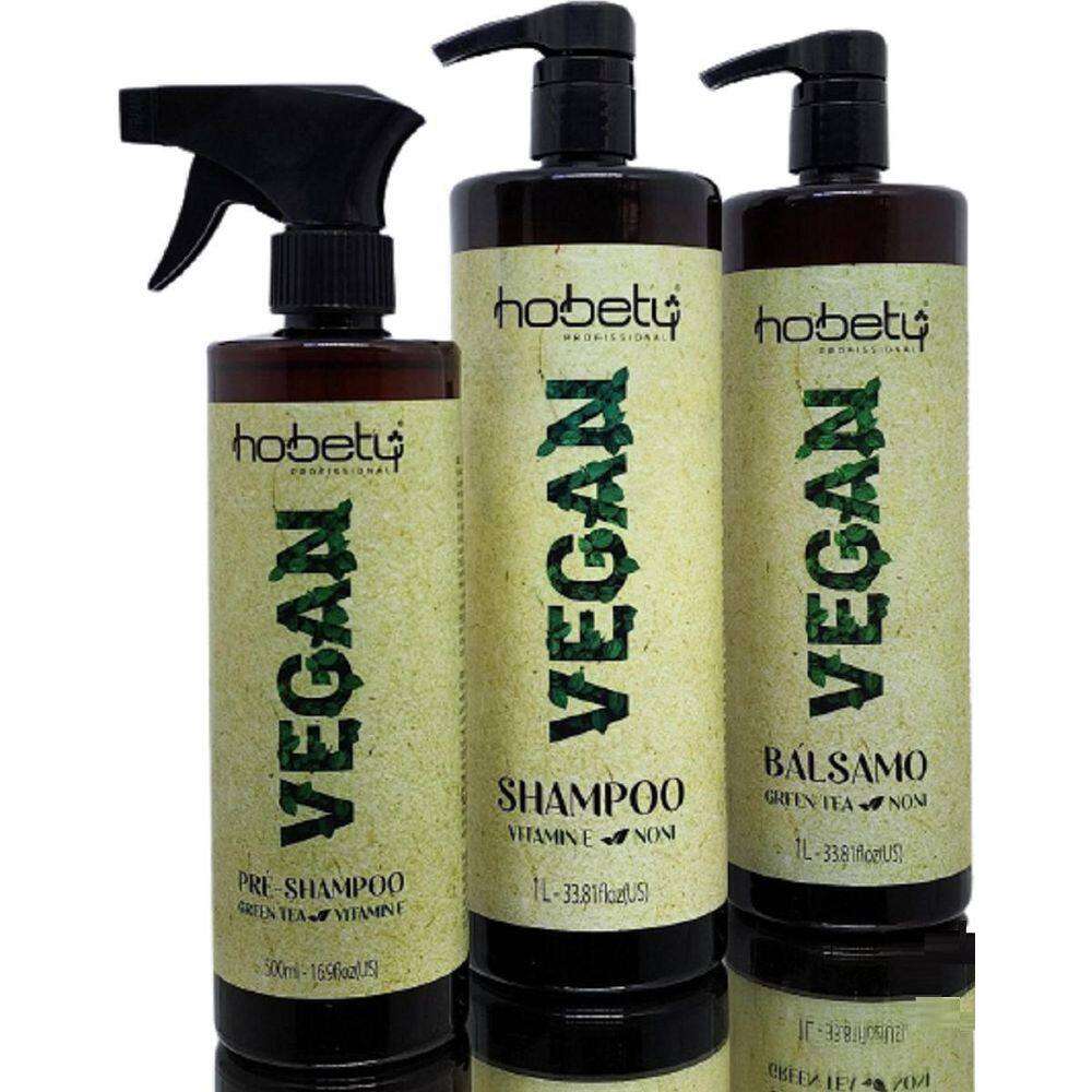 Tratamento Vegan Pré Shampoo 500Ml + Shampoo 1L + Bálsamo 1L
