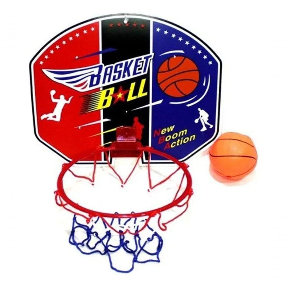 Kit Mini Tabela Basquete Cesta Com Bola Nba Para Parede Brin