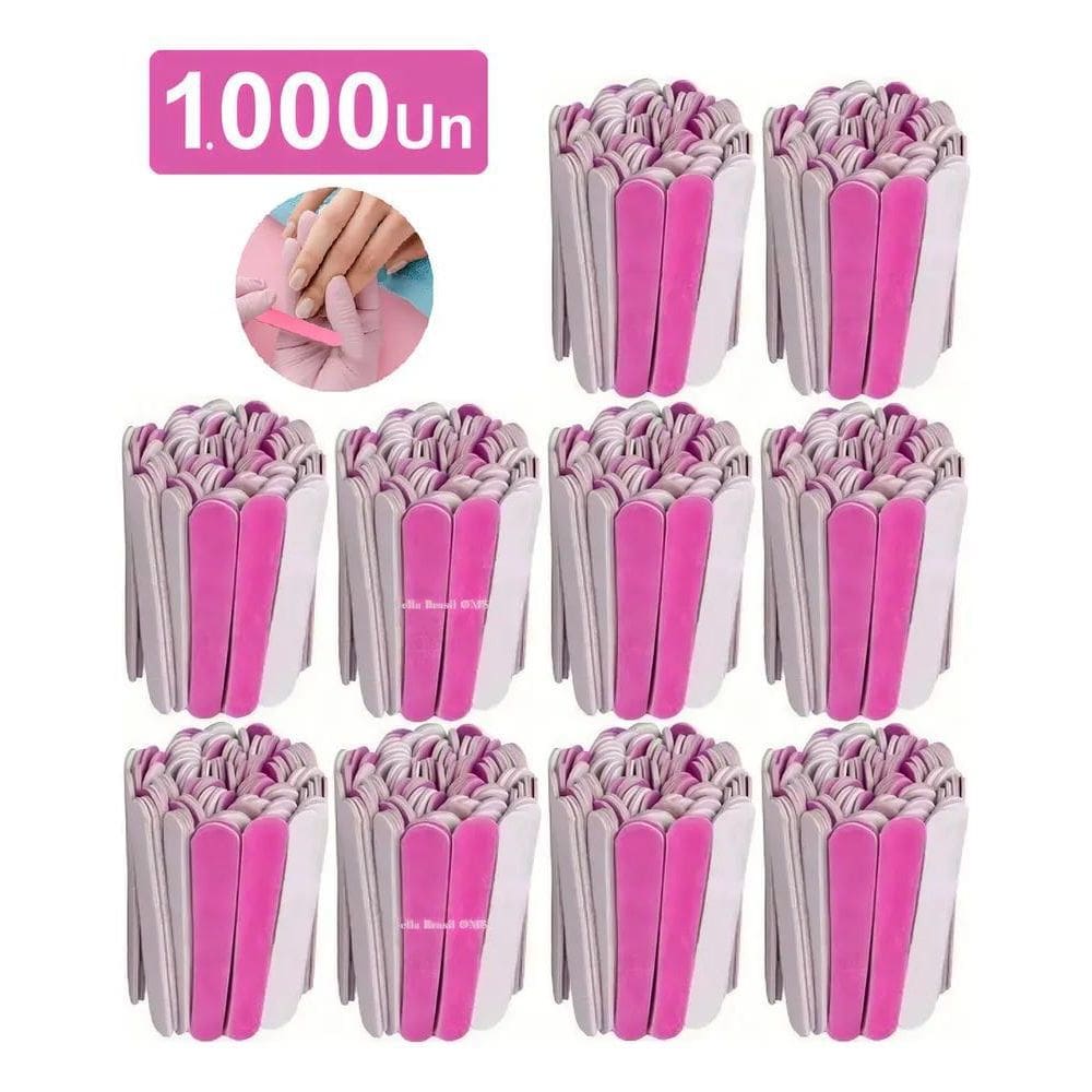 2X 1000 Lixa De Unha Mini Descartável Rosa Pink De Manicure
