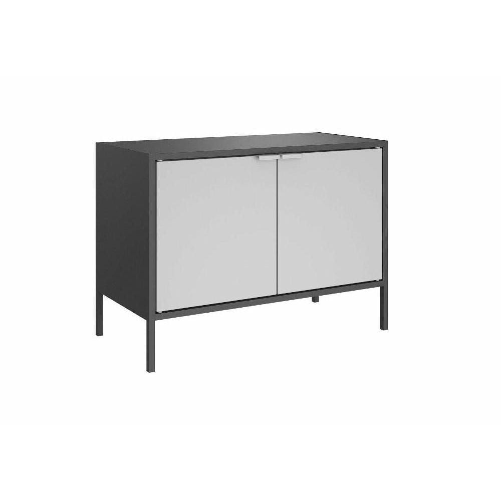 Balcão Baixo Multiúso Itatiaia Smart - 2 Portas - Preto Matte c/ Cinza