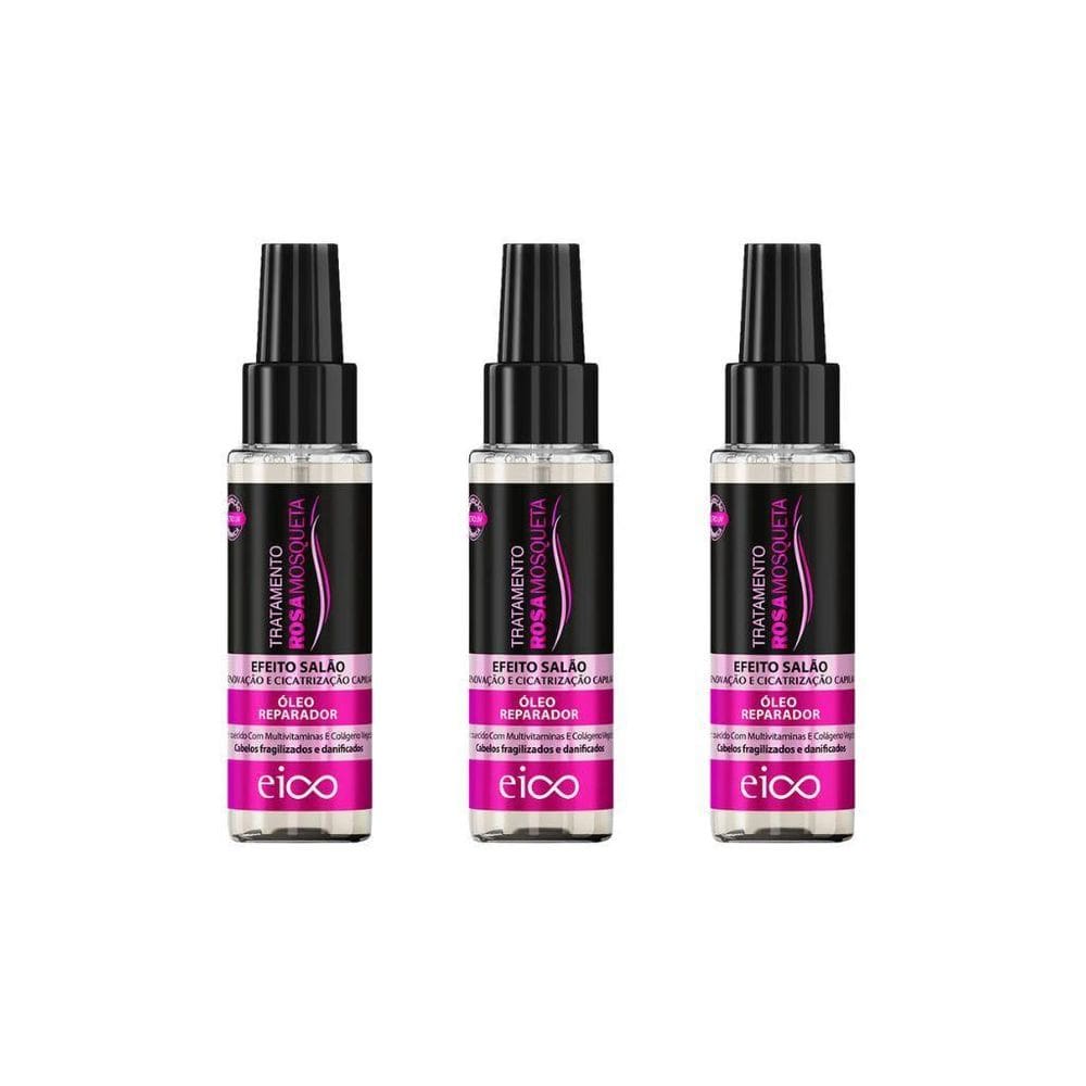 Oleo Eico Capilar 60Ml Rosa Mosqueta - Kit Com 3Un