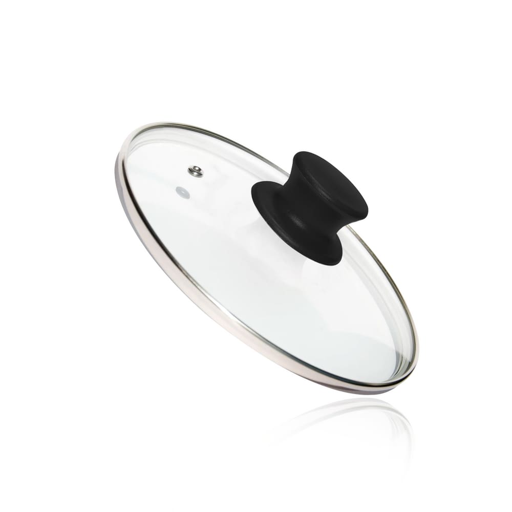 Tampa de Vidro Temperado 25cm Mk Pomel Preto Para Panela E Frigideira