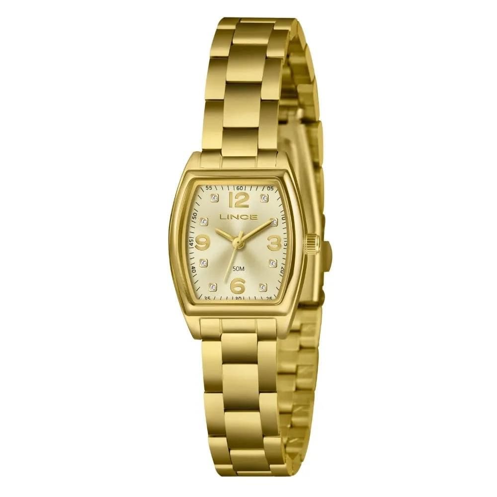 Relógio Lince Feminino Ref: Lqgh265l22 C2kx Retangular Dourado