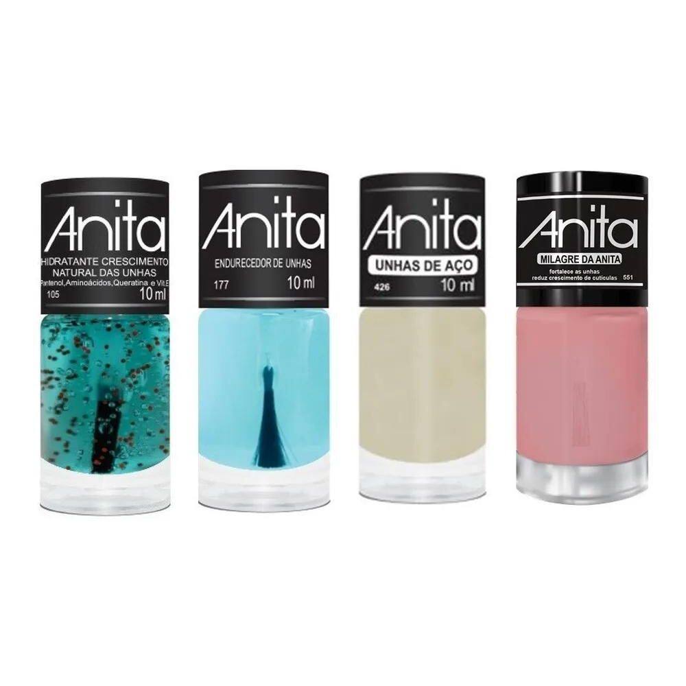 2X Esmalte Anita Tratamento 4 Produtos Hidratante Endurecedo