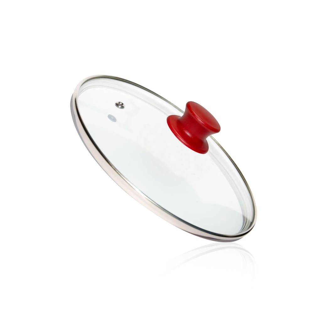 Tampa Redonda de Vidro Temperado 31 Cm Para Panela E Frigideira Mk Pomel – Vermelha