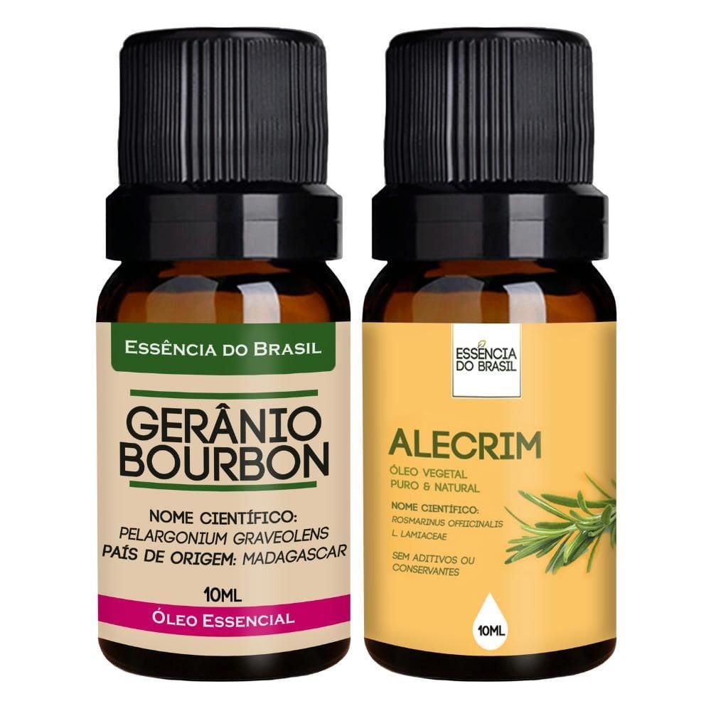 Óleo Essencial De Gerânio Bourbon + Vegetal De Alecrim 10Ml