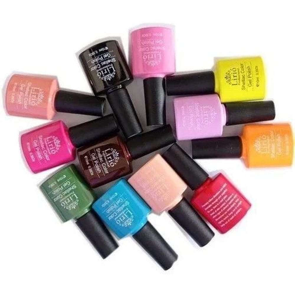 10X Kit 10 Esmaltes Em Gel Variados Unhas Seca Cabine