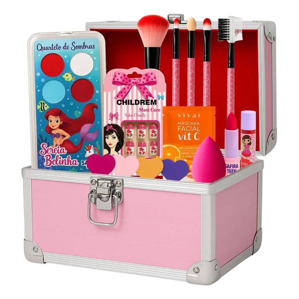 2X Estojo De Maquiagem Infantil Kit Combo Maleta Excluisiva