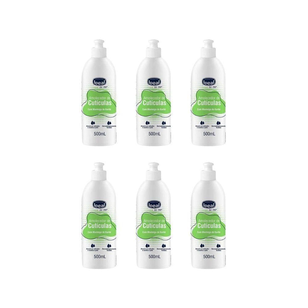 Amolecedor De Cuticulas Ideal 500Ml Com Oleo Mant Karite-6Un