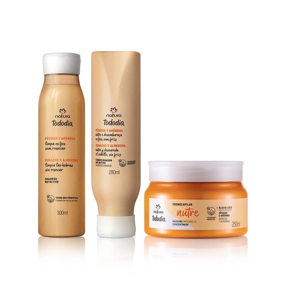 Kit Tododia Pêssego E Amêndoa  3 Produtos  Shamp+Cond+Masc