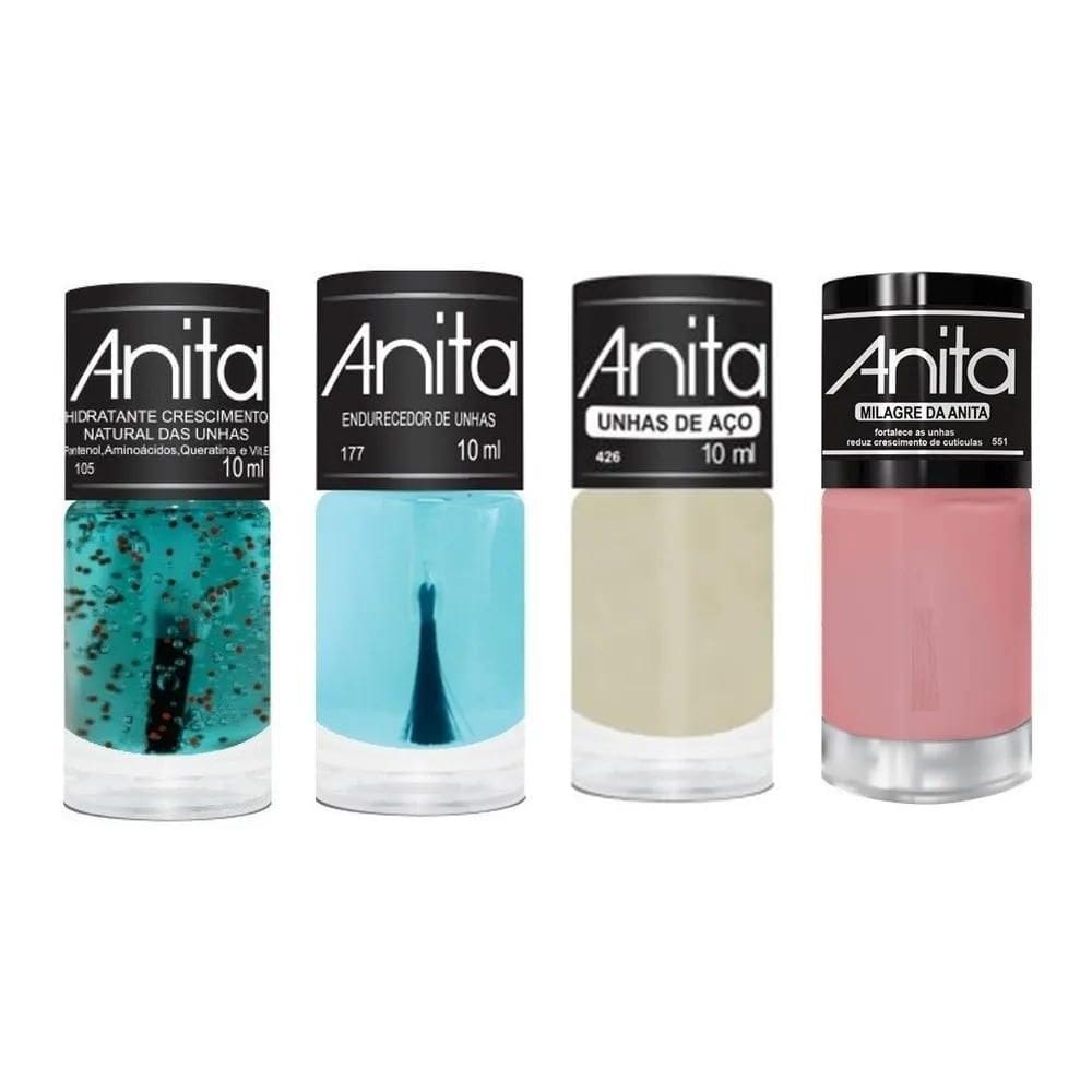 2X Esmalte Anita Tratamento 4 Produtos Hidratante Endurecedo