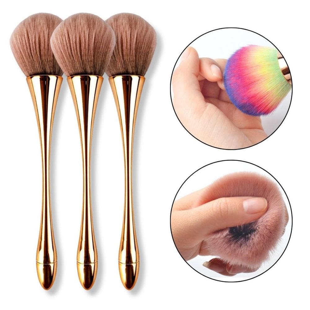 Kit 3 Pincéis Espanador Ergonômico Cerda Grande Macia Unha