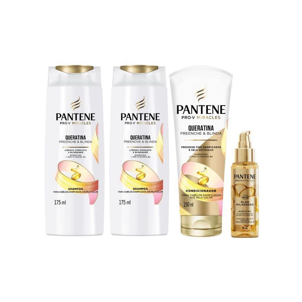 Kit Pantene Queratina 2 Sh 175Ml+ 1 Cond 150Ml+ 1 Oleo 95Ml