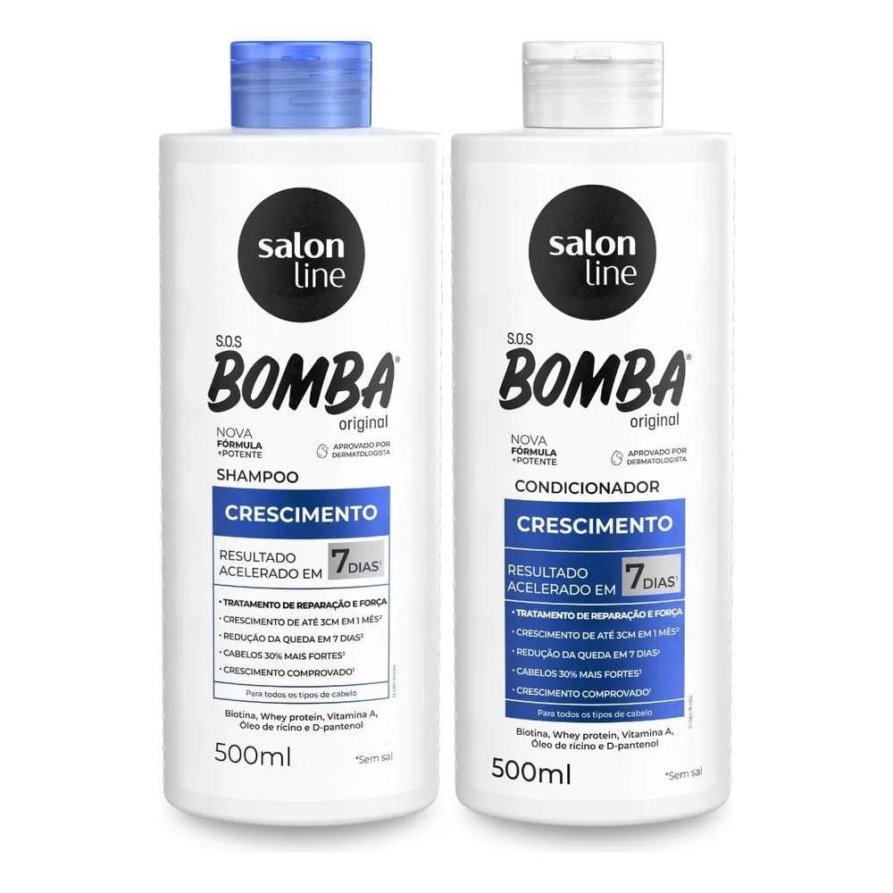 3X Kit Shampoo + Condicionador Sos Bomba Salon Line 500Ml