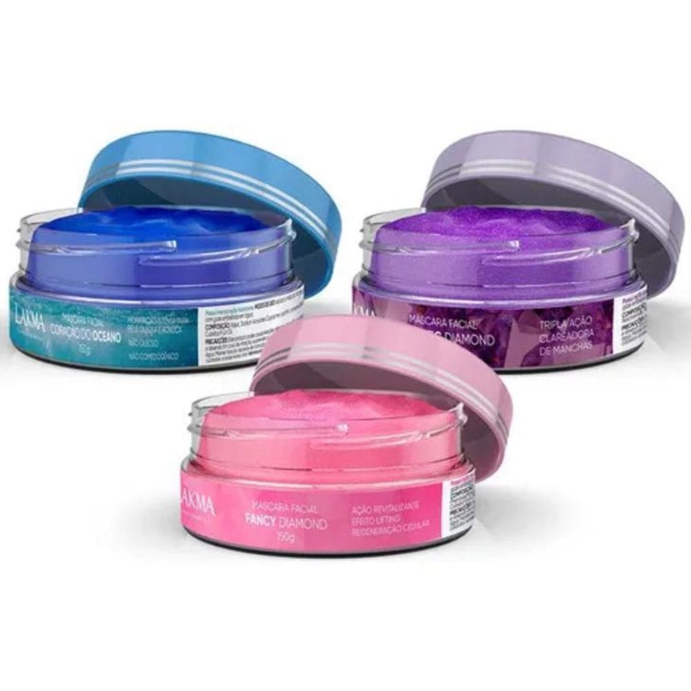 2X Lakma Dermocosmeticos Kit 3 Máscaras Faciais De Hidrataçã
