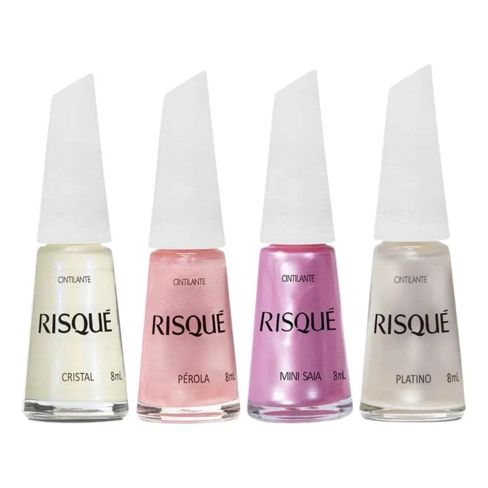 10X Kit Esmaltes Risqué Coleção Cintilante Perolado 8Ml