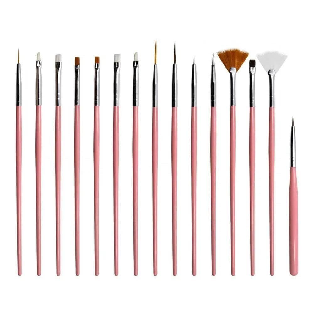 Kit 15 Pincéis Decoração De Unhas Gel Nail Art