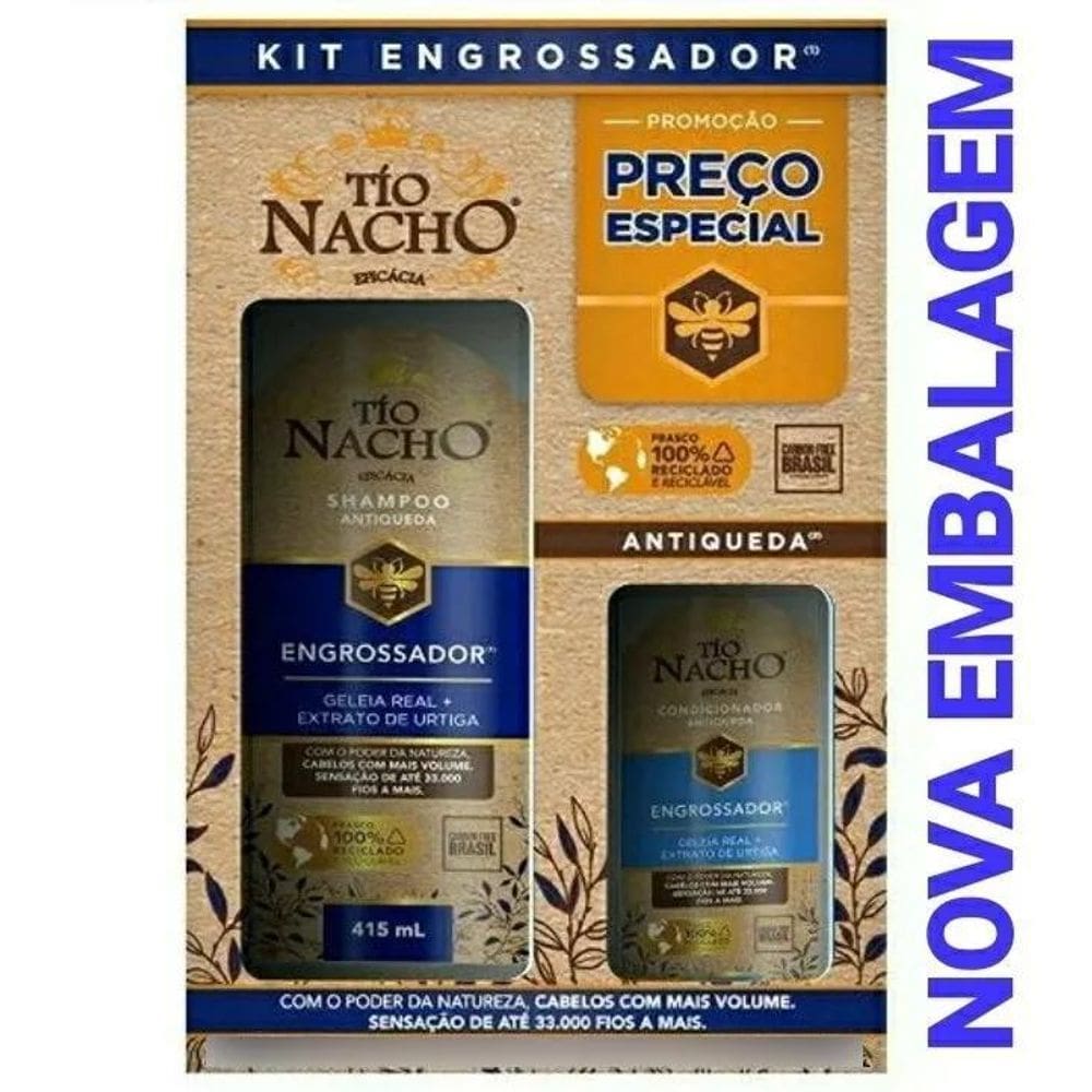 2X Kit Tio Nacho Shampoo Antiquedas E Engrossador 415Ml + Co