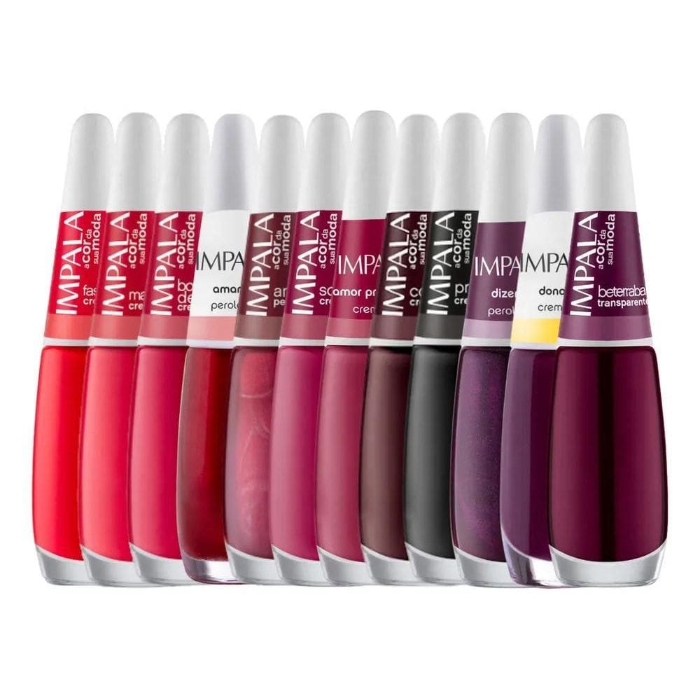 2X Kit 12 Esmaltes Impala Vermelhos Clássicos Mais Vendidos