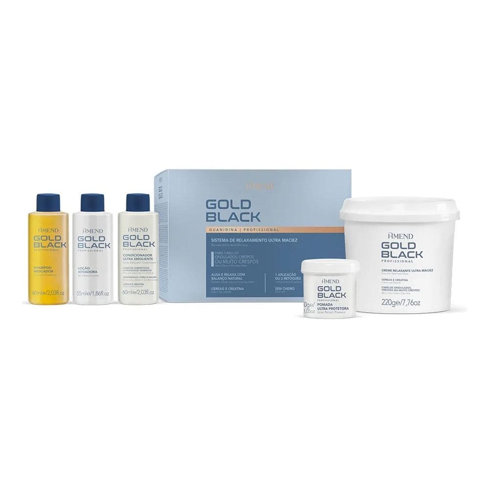Kit Guanidina Amend Gold Black Relaxamento Capilar