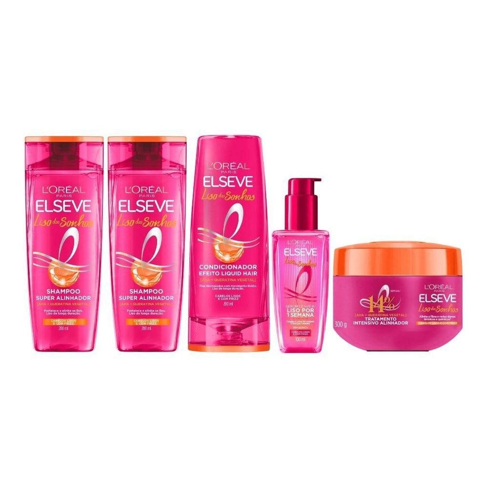 Kit Elseve Liso Dos Sonhos 2 Sh 200Ml+Cond+Creme Trat+Serum