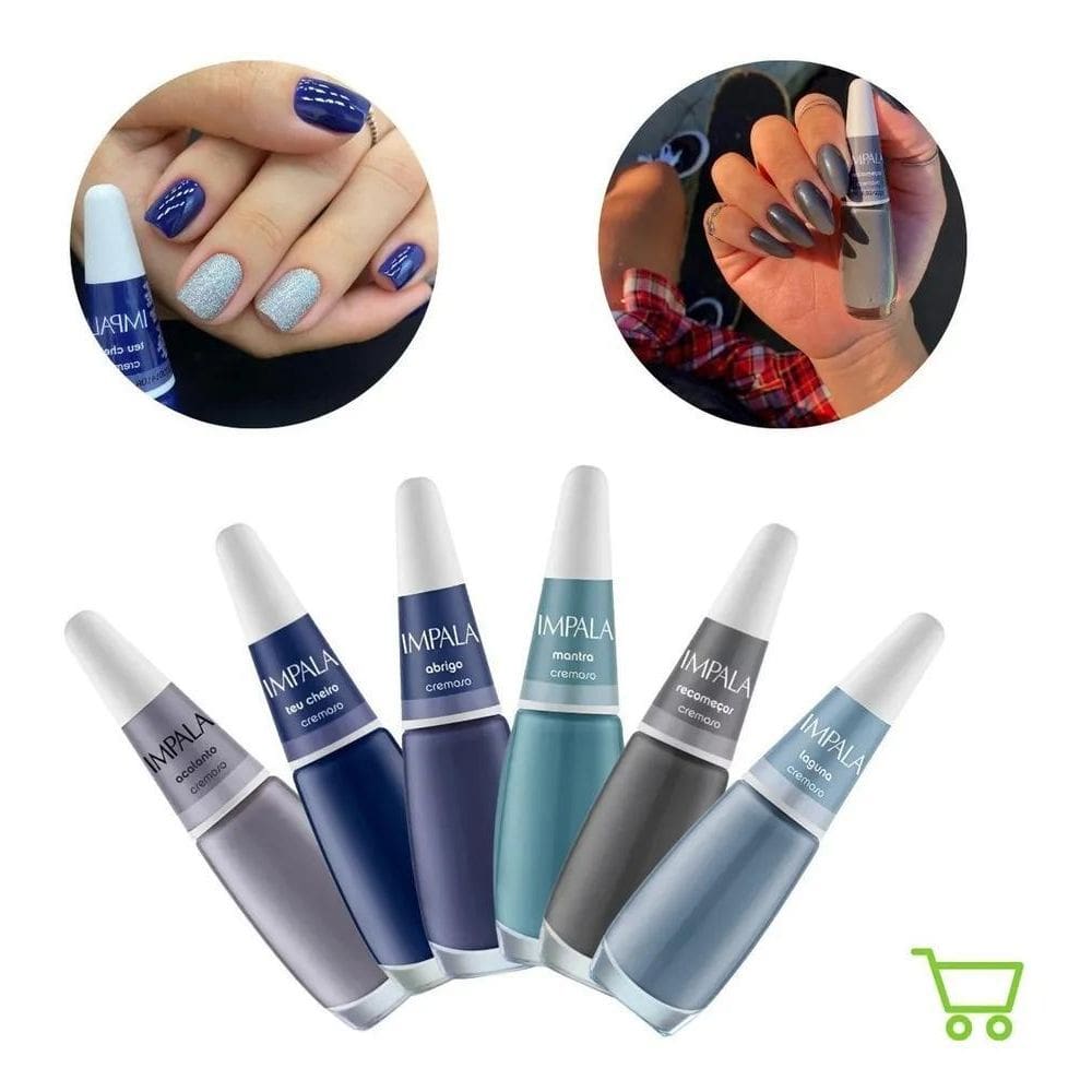 Kit De Esmaltes Impala Tons De Azuis Impala Com 06Un.