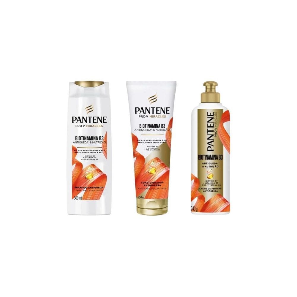 Kit Pantene Biotinamina Shampoo 300Ml+Cond 250Ml+Cr Pentear