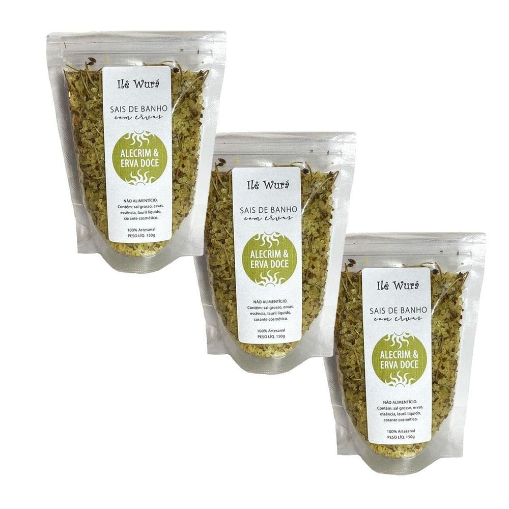 Kit 3 Sal De Banho Alecrim Com Erva Doce Com Ervas Ilê Wurá