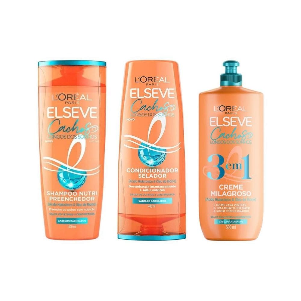 Kit Elseve Cachos Dos Sonhos Sh 400Ml+Cond 400Ml+Cr Pt 500Ml