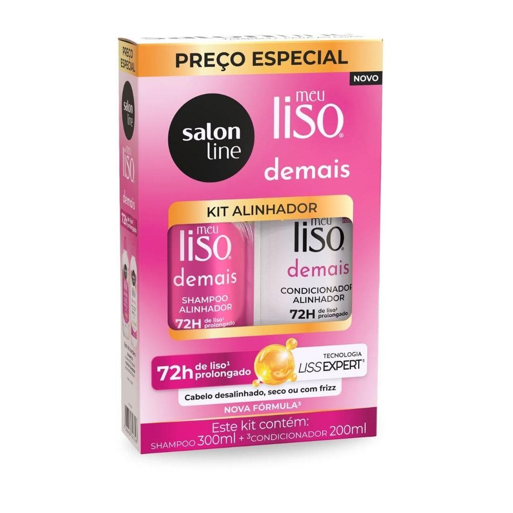 Shampoo 300Ml Condicionador 200Ml Liso Alinhador Salon Line