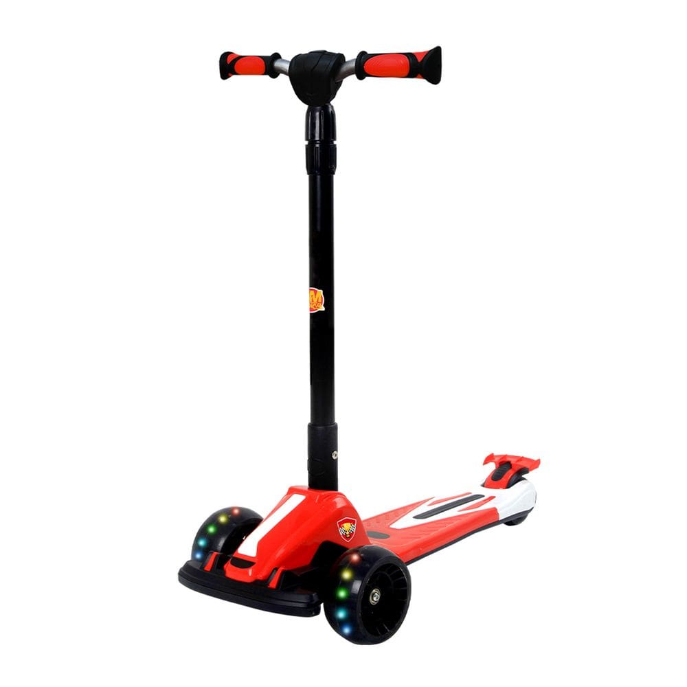 Patinete Radical Racing Dobrável Vermelho 3 Rodas Com Luz - Dm Toys DMR6811VM
