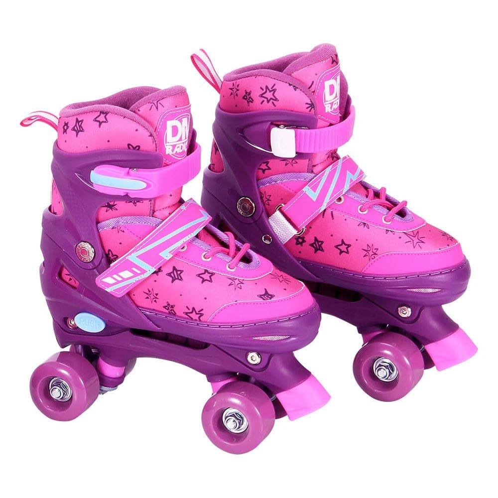 Patins Roller Ajustável Cadarço Rosa 30 ao 33 - Dm Toys 6547P