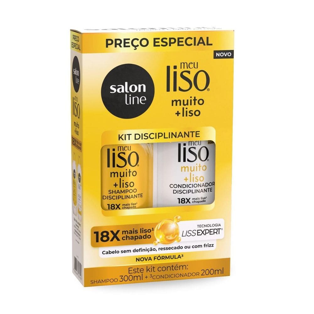 Shampoo 300Ml + Condicionador 200Ml Muito + Liso, Salon Line