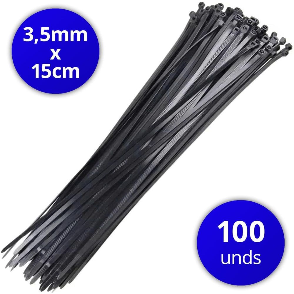 Cinta Braçadeira Nylon Enforca Gato 15cm - 200 Unid. Preta