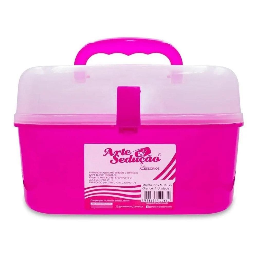 2X Maleta Multiuso Manicure Pedicure Maquiagem Rosa Grande
