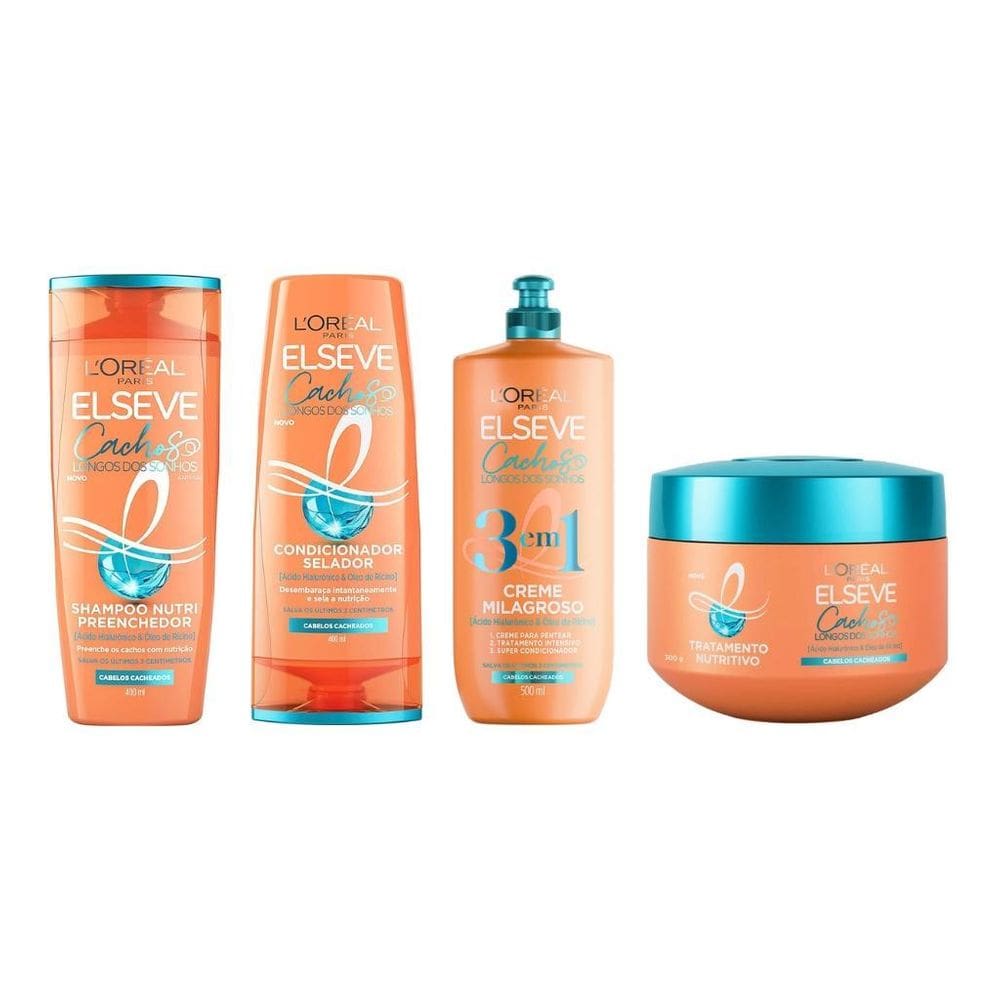 Kit Cachos Dos Sonhos Shampoo Condicionador Máscara Creme